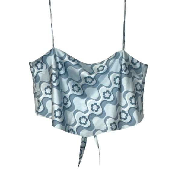 Aritzia Tops - Aritzia Sun-deh Casual Floral Blue Abstract Print Crop Summer Beach Camisole Top